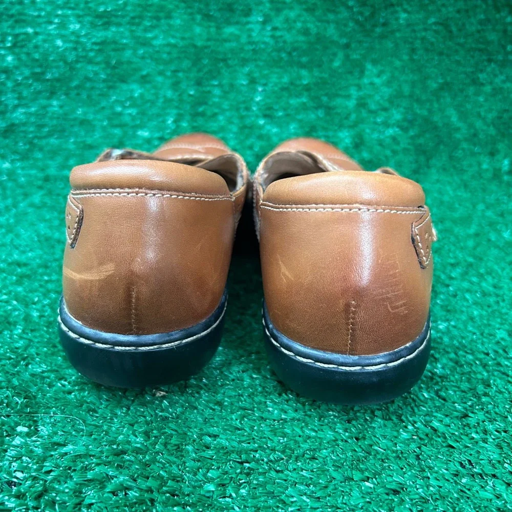 Clarks Collection Leather Mary Jane Shoes Tan Caged Perforated 8M 260656523080